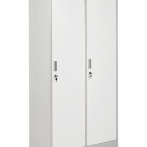 Metalowa szafka ubraniowa socjalna dwudrzwiowa na klucz biała z szarym 873740 Metalowa szafka ubraniowa socjalna dwudrzwiowa na klucz biała z szarym 873740