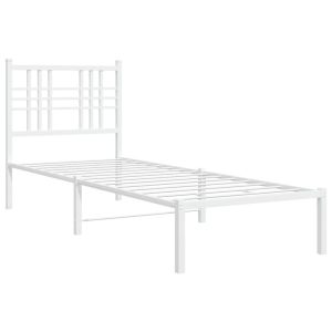 Metalowe łóżko z wezgłowiem bez materaca białe 75×190 cm 435914 Metalowe łóżko z wezgłowiem bez materaca białe 75×190 cm 435914