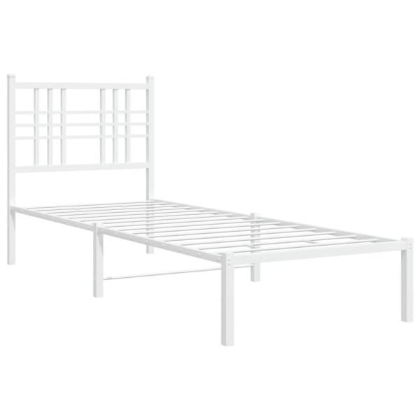 Metalowe łóżko z wezgłowiem bez materaca białe 75x190 cm 435914