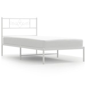 Metalowe łóżko z wezgłowiem bez materaca białe 75×190 cm 458525 Metalowe łóżko z wezgłowiem bez materaca białe 75×190 cm 458525