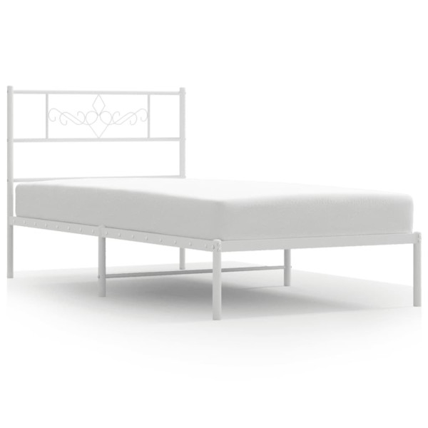 Metalowe łóżko z wezgłowiem bez materaca białe 75x190 cm 458525