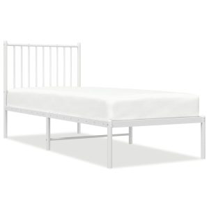 Metalowe łóżko z wezgłowiem bez materaca białe 75×190 cm 458828 Metalowe łóżko z wezgłowiem bez materaca białe 75×190 cm 458828