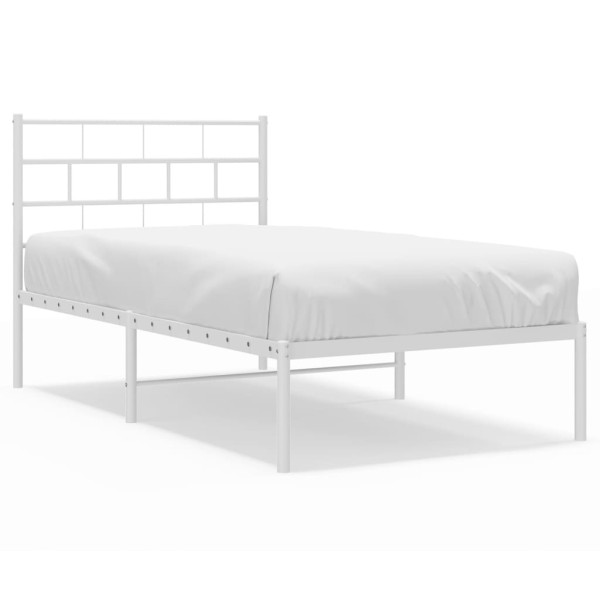 Metalowe łóżko z wezgłowiem bez materaca białe 75x190 cm 459125