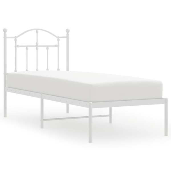 Metalowe łóżko z wezgłowiem bez materaca białe 75x190 cm 433992