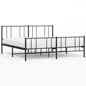 Metalowe łóżko z zanóżkiem bez materaca czarne 180×200 cm 435726 Metalowe łóżko z zanóżkiem bez materaca czarne 180×200 cm 435726