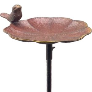 Metalowe poidełko dla ptaków z ptaszkiem na paliku miedziane 117 cm 1043001 Metalowe poidełko dla ptaków z ptaszkiem na paliku miedziane 117 cm 1043001