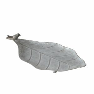 Metalowe poidełko dla ptaków Zilia liść z ptaszkiem rustykalne 43×22 cm 1043005 Metalowe poidełko dla ptaków Zilia liść z ptaszkiem rustykalne 43×22 cm 1043005