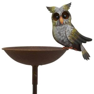 Metalowe poidełko ogrodowe z sową na stojaku 125 cm 1043022 Metalowe poidełko ogrodowe z sową na stojaku 125 cm 1043022