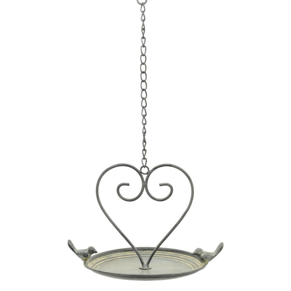 Metalowe wiszące poidełko dla ptaków serce z ptaszkami 53 cm 1042996