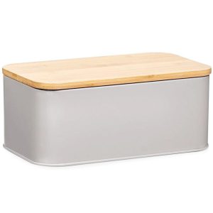 Metalowy chlebak z bambusową deską do krojenia, 2w1, ZELLER 85204 Metalowy chlebak z bambusową deską do krojenia, 2w1, ZELLER 85204