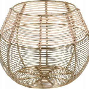Metalowy druciany świecznik lampion złoty glamour ażurowy 20 cm x 23 cm 1064605