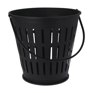 Metalowy kosz na drewno kominkowe czarny z uchwytem loft 66 cm wysokości 1070476 Metalowy kosz na drewno kominkowe czarny z uchwytem loft 66 cm wysokości 1070476