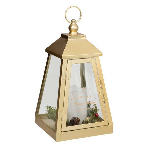 Metalowy lampion ze świeczką LED, 32 x 17 cm 307002