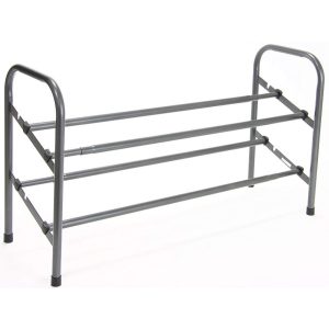 Metalowy regał na buty, dwupoziomowy, 60-112 x 23 x 38,5 cm 154400