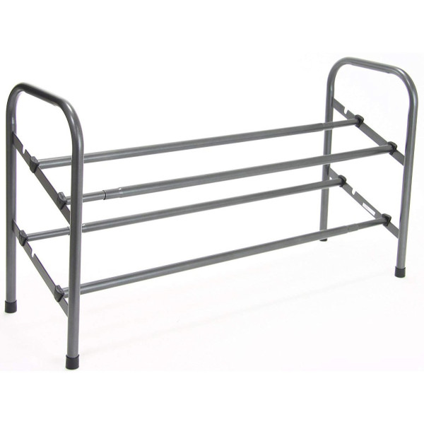 Metalowy regał na buty, dwupoziomowy, 60-112 x 23 x 38,5 cm 154400