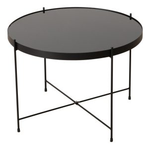 Metalowy stolik ze szklanym blatem, SHERIN, 40 cm 437451 Metalowy stolik ze szklanym blatem, SHERIN, 40 cm 437451