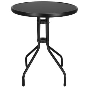Metalowy stolik ze szkłem hartowanym 60 cm okrągły stół na balkon metal 551383 Metalowy stolik ze szkłem hartowanym 60 cm okrągły stół na balkon metal 551383