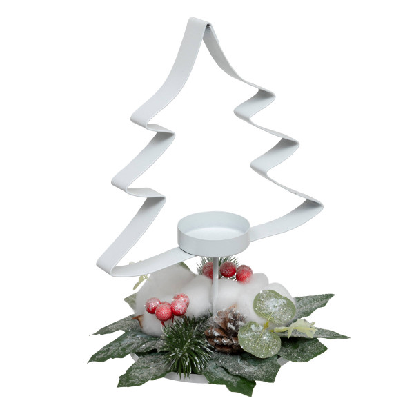 Metalowy świecznik w kształcie choinki na tealight, 25 cm 312357
