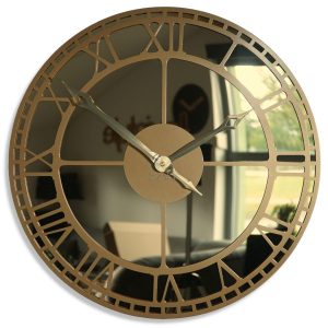 Metalowy zegar ścienny lustro złote 50cm 602163 Metalowy zegar ścienny lustro złote 50cm 602163