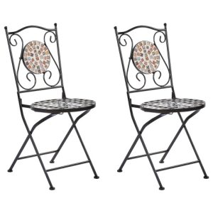 Metalowy zestaw 2 krzeseł balkonowych styl vintage 301134 Metalowy zestaw 2 krzeseł balkonowych styl vintage 301134