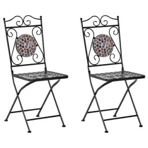 Metalowy zestaw 2 krzeseł balkonowych styl vintage 301135 Metalowy zestaw 2 krzeseł balkonowych styl vintage 301135