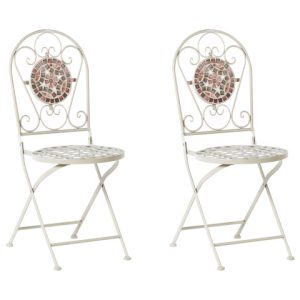 Metalowy zestaw 2 krzeseł balkonowych styl vintage 301133 Metalowy zestaw 2 krzeseł balkonowych styl vintage 301133