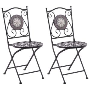 Metalowy zestaw 2 krzeseł balkonowych styl vintage 77292 Metalowy zestaw 2 krzeseł balkonowych styl vintage 77292