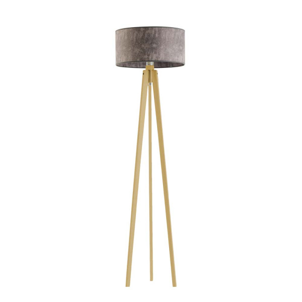 MIAMI lampa podłogowa drewniana do salonu Dąb/ Szary Melanż (Beton) 1004110