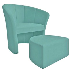 Miętowy fotel z wolnostojącym podnóżkiem do salonu – Avvian 334289