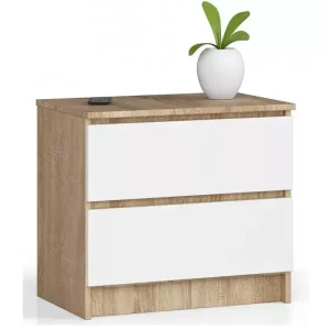 Mini komoda z szufladami dąb sonoma + biały – Avska 692253