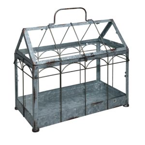 Mini szklarnia metalowa szara 33×36 cm dekoracja na kwiaty 948791 Mini szklarnia metalowa szara 33×36 cm dekoracja na kwiaty 948791