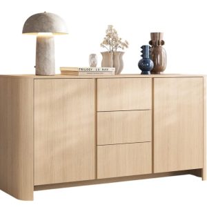 Minimalistyczna komoda z zaokrąglonymi krawędziami w kolorze dębu SLOWS 974292 Minimalistyczna komoda z zaokrąglonymi krawędziami w kolorze dębu SLOWS 974292