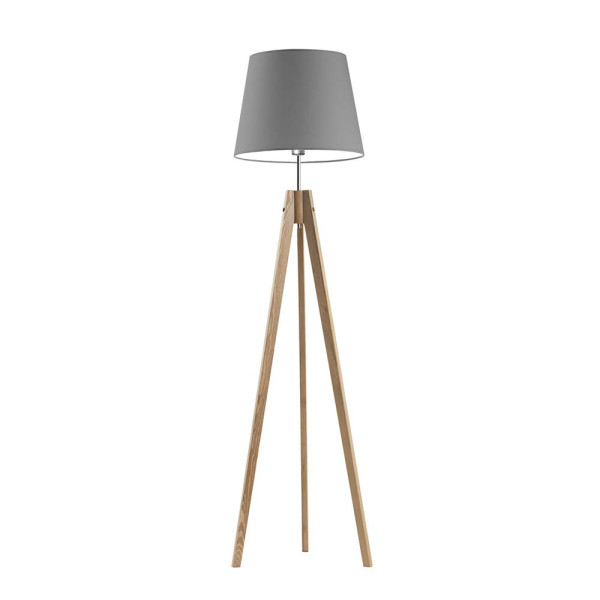 Minimalistyczna lampa stojąca ARUBA z drewnem Dąb/ Szary Stalowy 922341