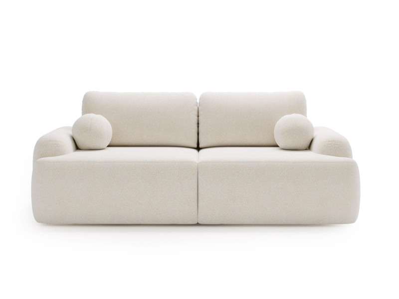 Minimalistyczna sofa kremowa w tkaninie baranek OLIO 986082