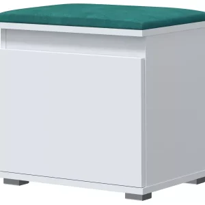 Minimalistyczna szafka na buty z siedziskiem biały + zielony – Ritica 229442 Minimalistyczna szafka na buty z siedziskiem biały + zielony – Ritica 229442