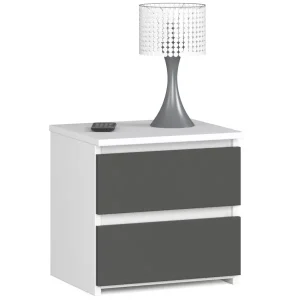 Minimalistyczna szafka nocna biały + grafit – Riax 692336 Minimalistyczna szafka nocna biały + grafit – Riax 692336