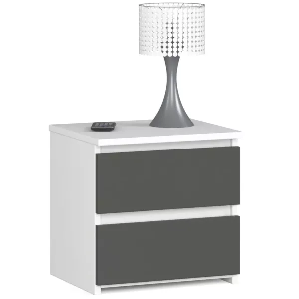 Minimalistyczna szafka nocna biały + grafit - Riax 692336