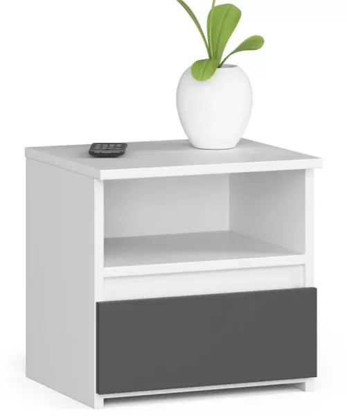 Minimalistyczna szafka nocna biały + szary - Tiska 708162