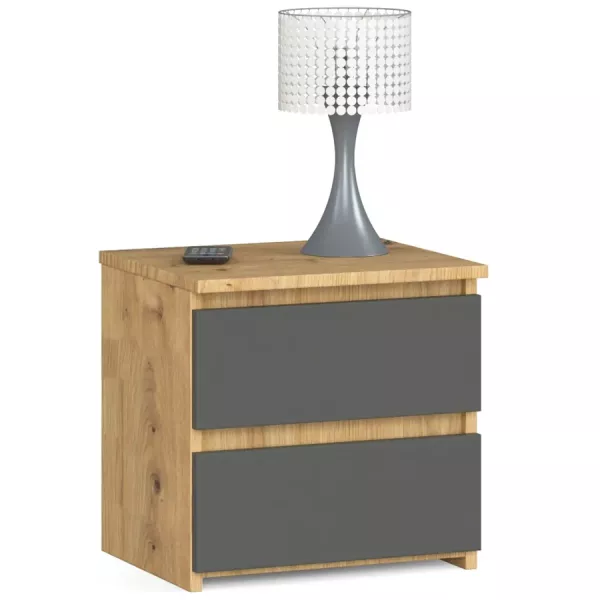 Minimalistyczna szafka nocna dąb artisan + grafit - Xyro 692330