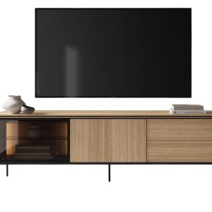 Minimalistyczna szafka pod telewizor na wysokich nóżkach Dąb MILANS 974259 Minimalistyczna szafka pod telewizor na wysokich nóżkach Dąb MILANS 974259