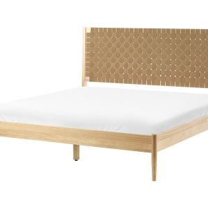 Minimalistyczne łóżko drewniane 160×200 cm rama ze stelażem jasnobrązowe 802805 Minimalistyczne łóżko drewniane 160×200 cm rama ze stelażem jasnobrązowe 802805