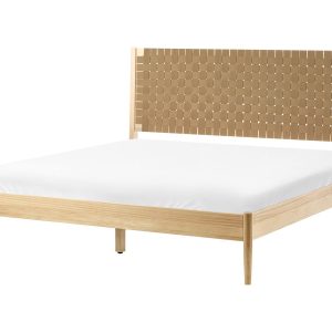 Minimalistyczne łóżko drewniane 180×200 cm rama ze stelażem jasnobrązowe 802806 Minimalistyczne łóżko drewniane 180×200 cm rama ze stelażem jasnobrązowe 802806