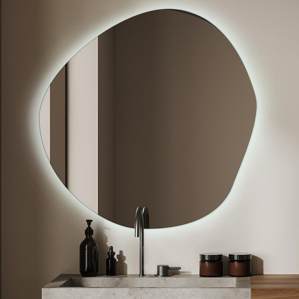 Minimalistyczne Lustro Łazienkowe LED Wiszące 48x48 cm 117437
