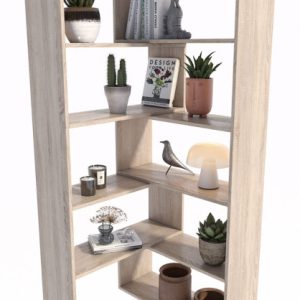 Minimalistyczny narożny regał dąb sonoma – Zyska 602362