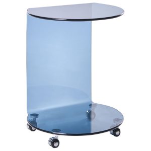 Minimalistyczny stolik pomocniczy szkło hartowane niebieski 57 x 45 cm 848811 Minimalistyczny stolik pomocniczy szkło hartowane niebieski 57 x 45 cm 848811