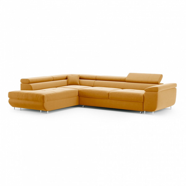 Miodowa sofa narożna z regulacją zagłówków VERTIGO Lewa 344221
