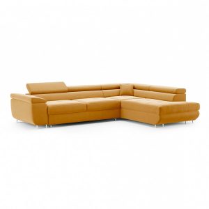 Miodowa sofa narożna z regulacją zagłówków VERTIGO Prawa 343876 Miodowa sofa narożna z regulacją zagłówków VERTIGO Prawa 343876