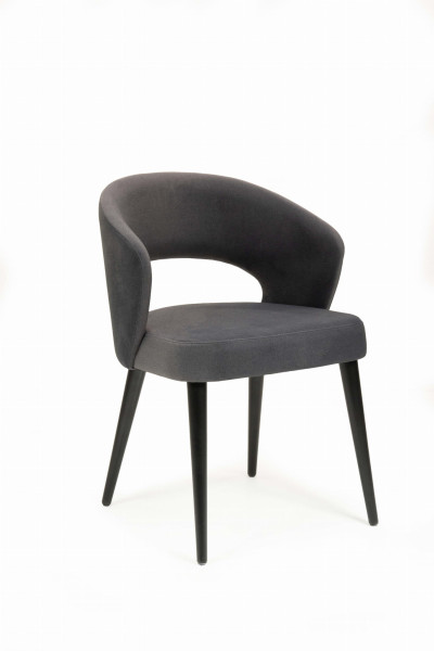 Mirek 6 krzesło tapicerowane w odcieniu ciemnej szarości nogi czarne 653487