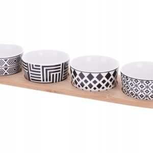 Miseczki na przekąski Ceramiczne na Sos Dipy Porcelanowe Taca Zestaw 4 szt. 386490 Miseczki na przekąski Ceramiczne na Sos Dipy Porcelanowe Taca Zestaw 4 szt. 386490