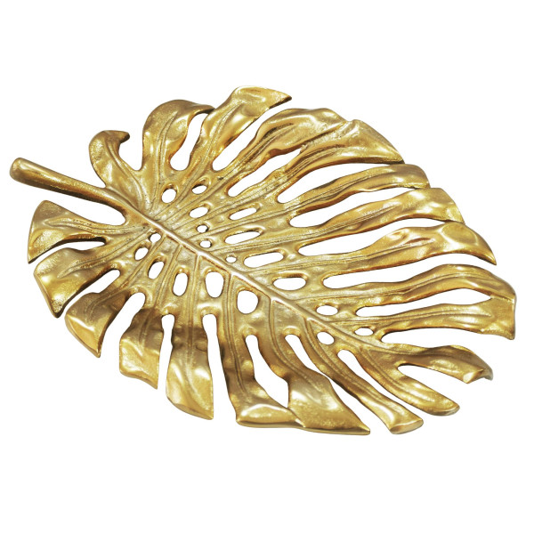 Miska dekoracyjna metalowa 36cm Liść Monstera Dekoracja Misa Alu Złoto 1078440